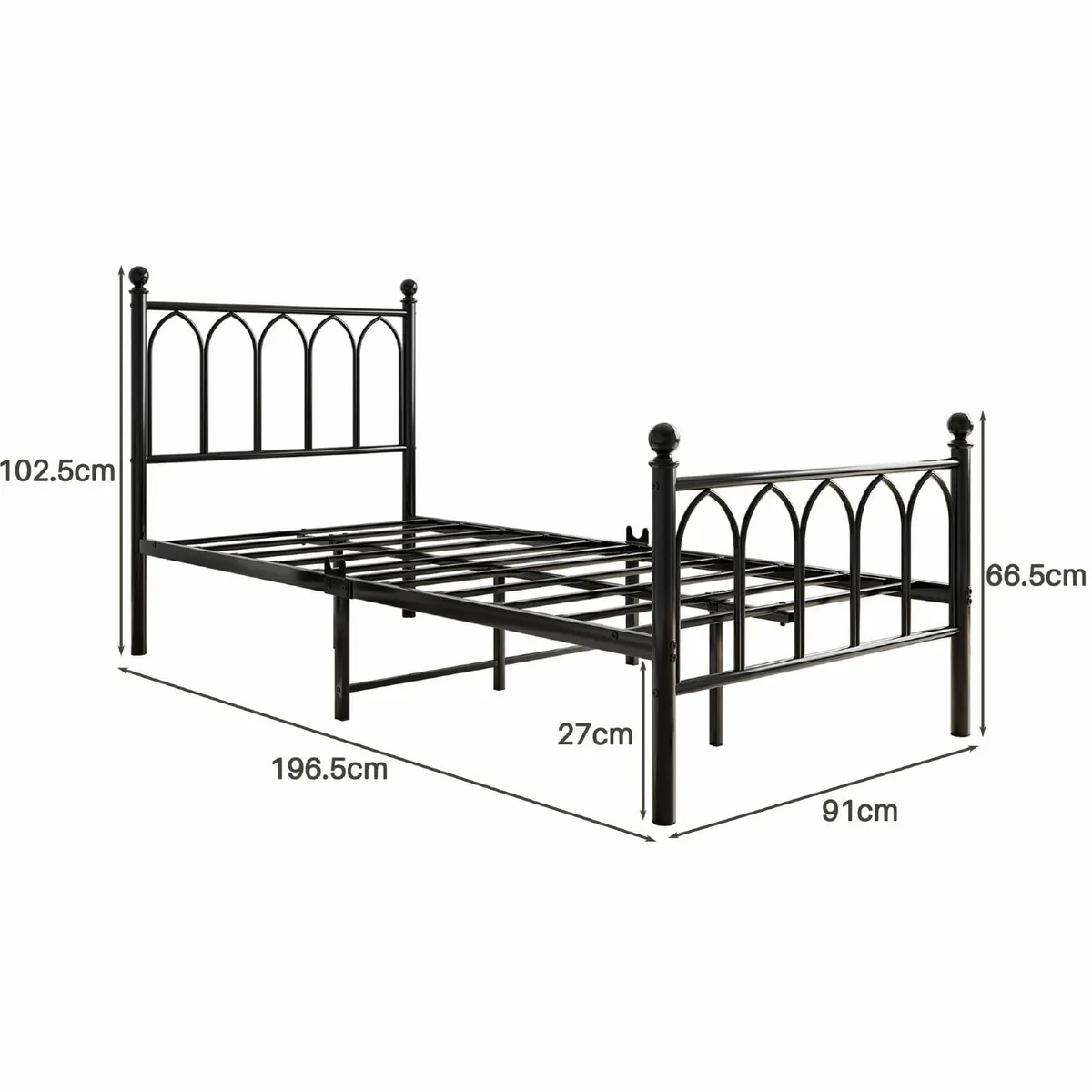 Single Metal Bed Frame 90 x 190 cm Headboard and F - Image 2