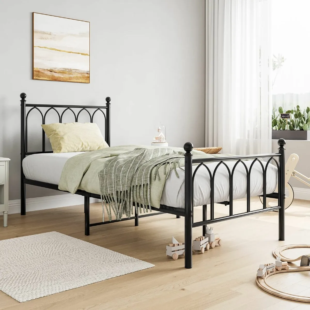 Single Metal Bed Frame 90 x 190 cm Headboard and F - Image 3