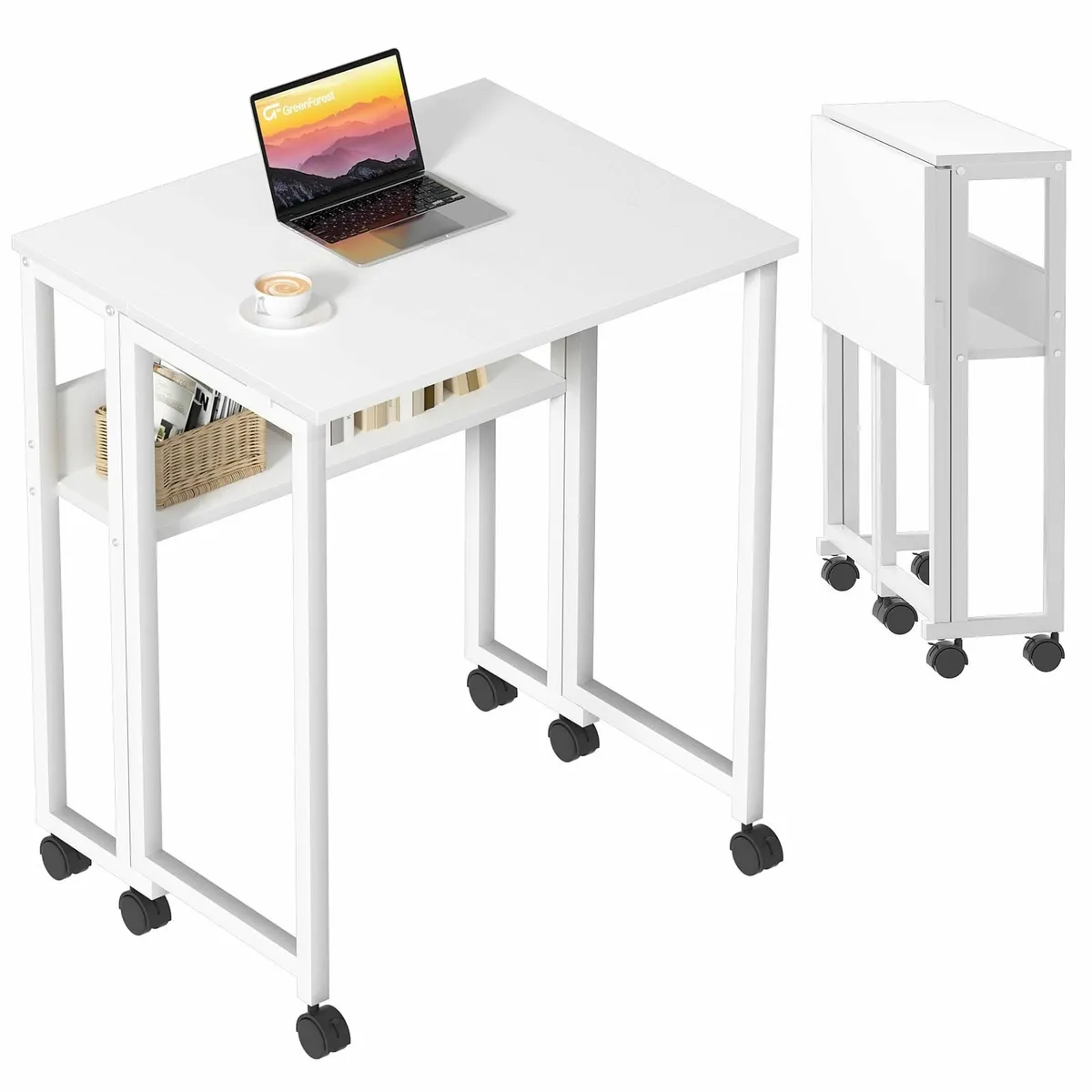 Small Folding Desk Storage Shelf63 cm Computer Rol - Image 1