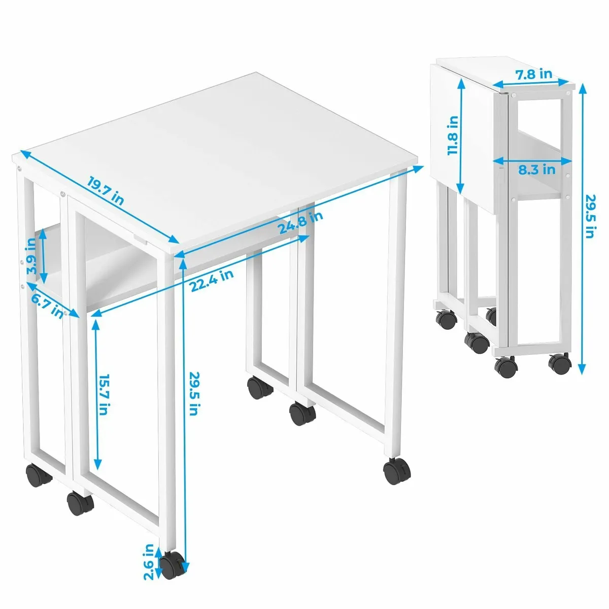 Small Folding Desk Storage Shelf63 cm Computer Rol - Image 3