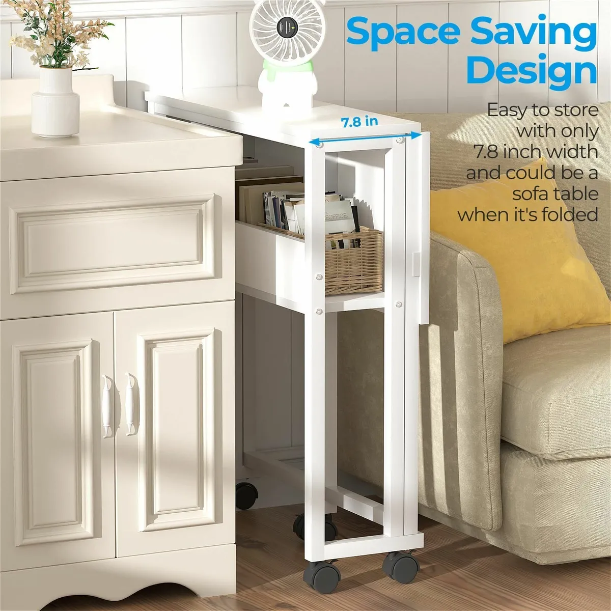 Small Folding Desk Storage Shelf63 cm Computer Rol - Image 4