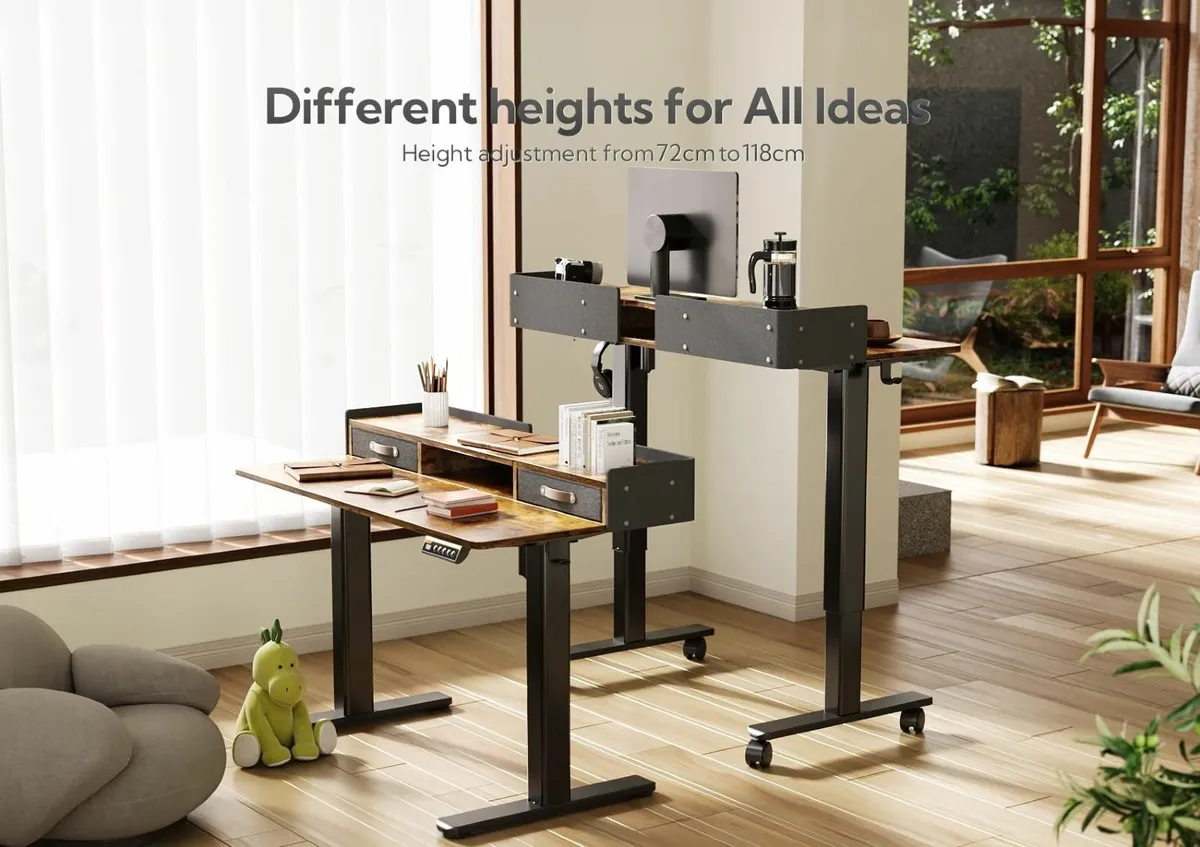 Electric Standing Desk Drawers 120x60cm Height Adj - Image 4