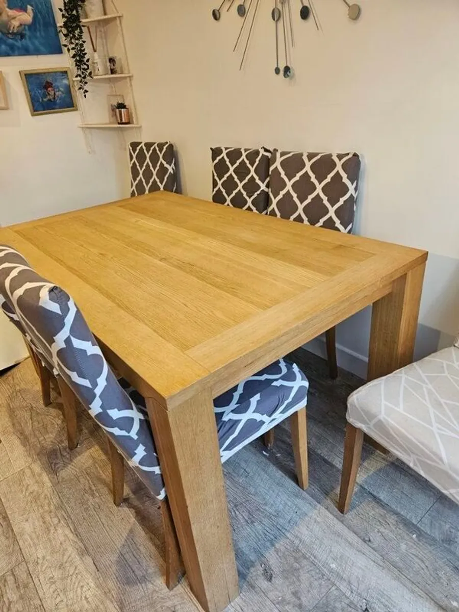oak wooden table and chair, 6 to 8 people, extendable - Image 1