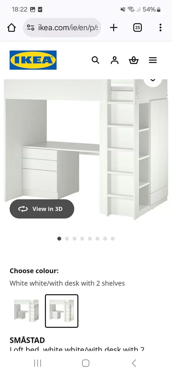 Kids loft bed with desk and wardrobe - Image 1