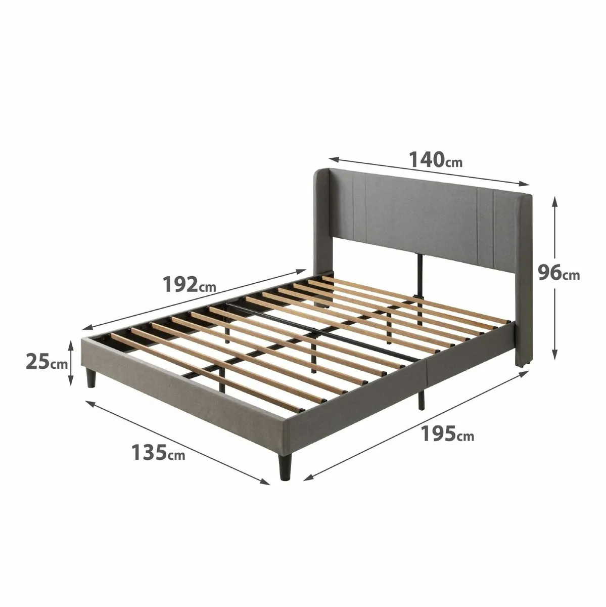 Sasha Double Bed frame - 135x190 cm 25 Height Upho - Image 2