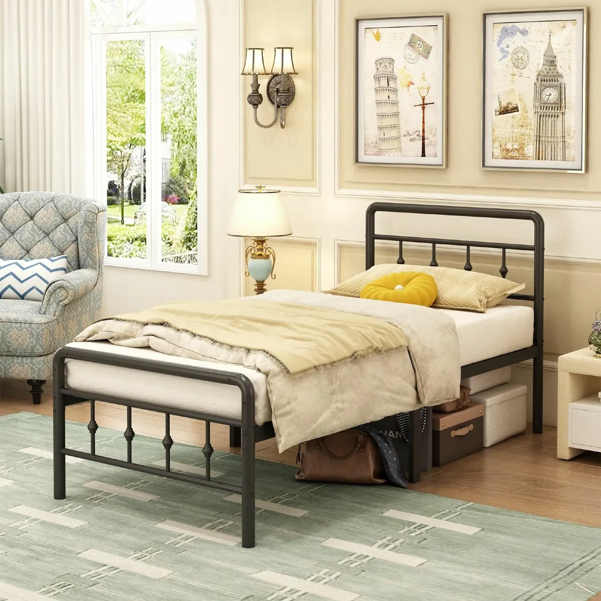 Small Single Bed Frame Victorian Headboard and Foo - Image 1