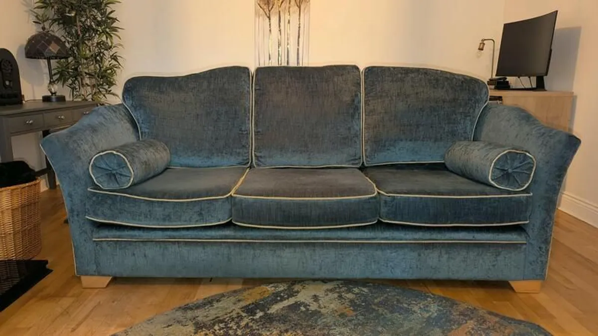 Petrol Blue Finline Sofa Couch Setee - Image 4