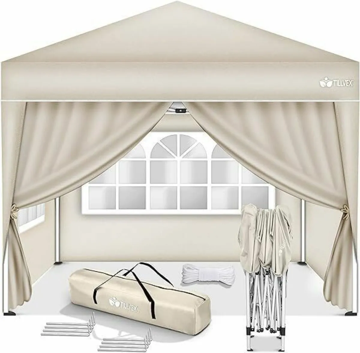 Gazebo 3 x 3 m Waterproof Pop-Up with 4 side panel - Image 1