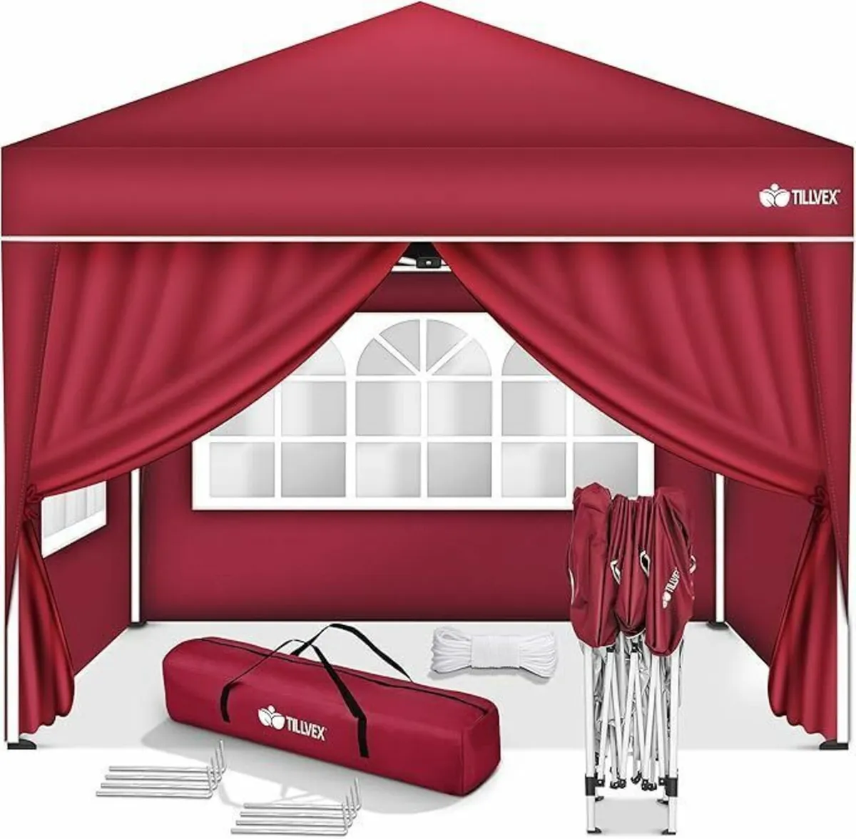 Gazebo 3 x 3 m Waterproof Pop-Up with 4 side panel - Image 2