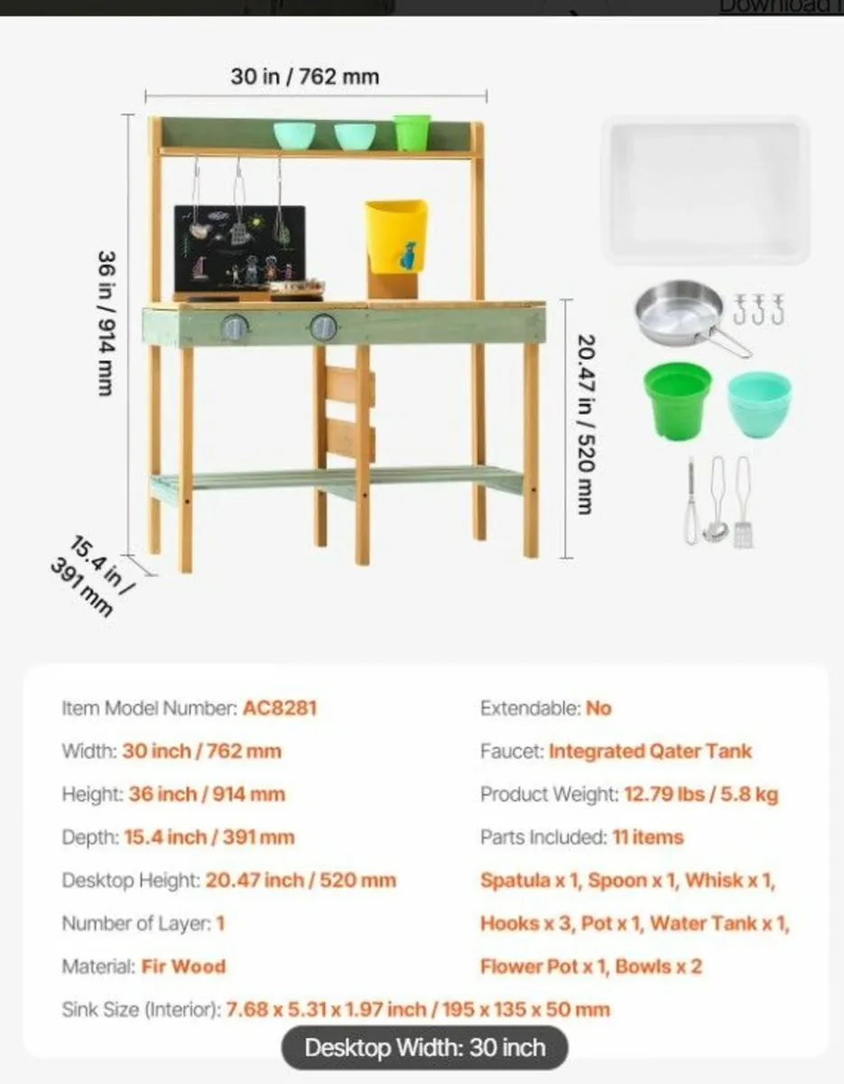 Wooden Play Kitchen - Image 4