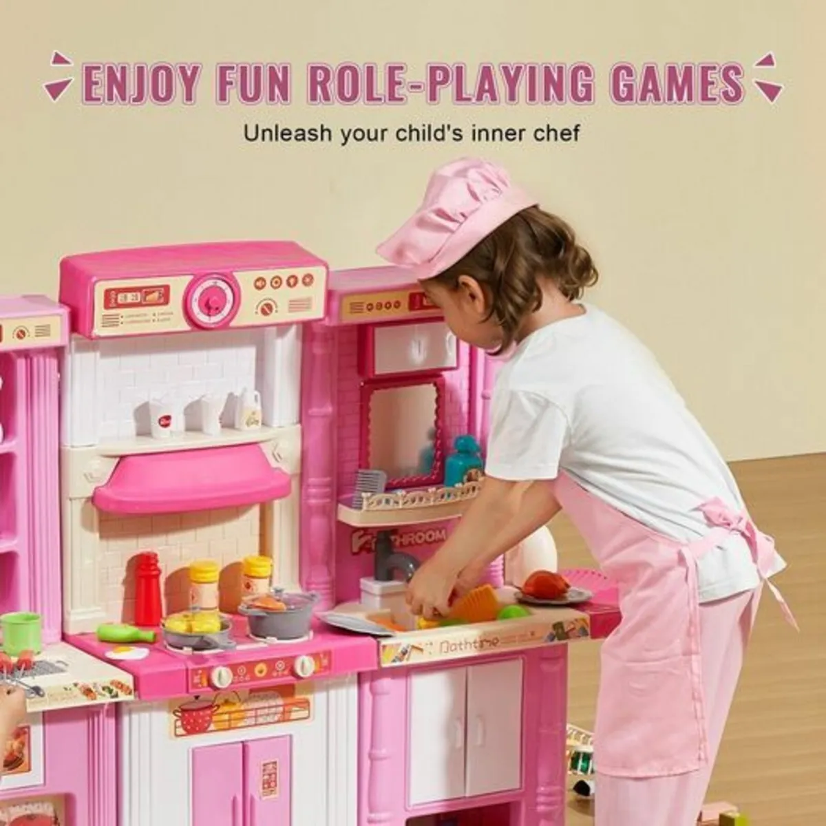 Kitchen Playset Kids Pretend Cooking Play Toy 74 P - Image 2