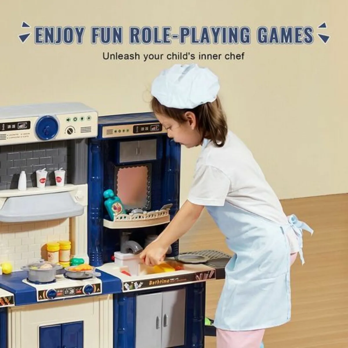 Kitchen Playset Kids Pretend Cooking Play Toy 74 P - Image 3