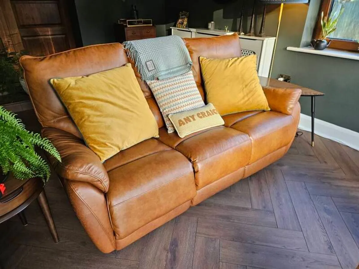 Brown Leather Electric Reclining Couch - Image 1