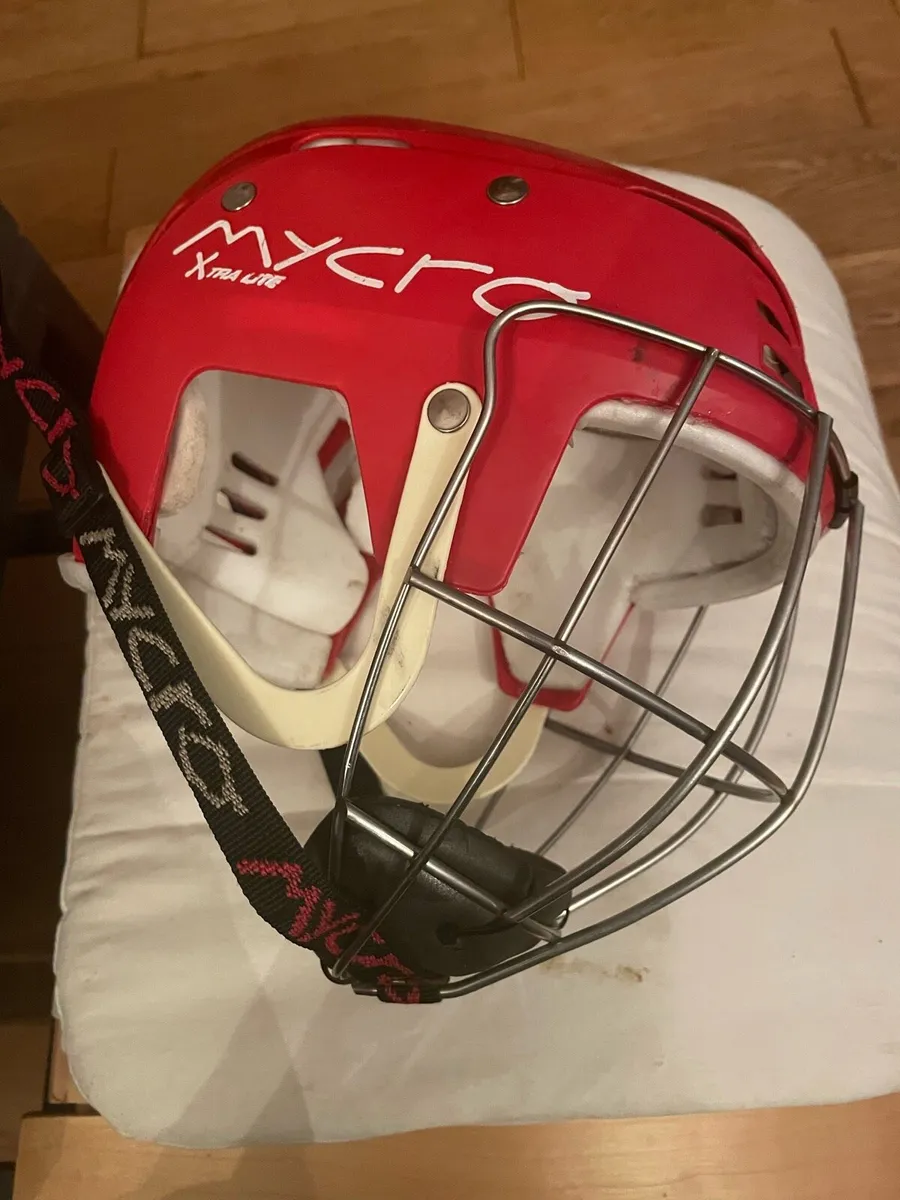 Red Mycro hurling helmet. - Image 1