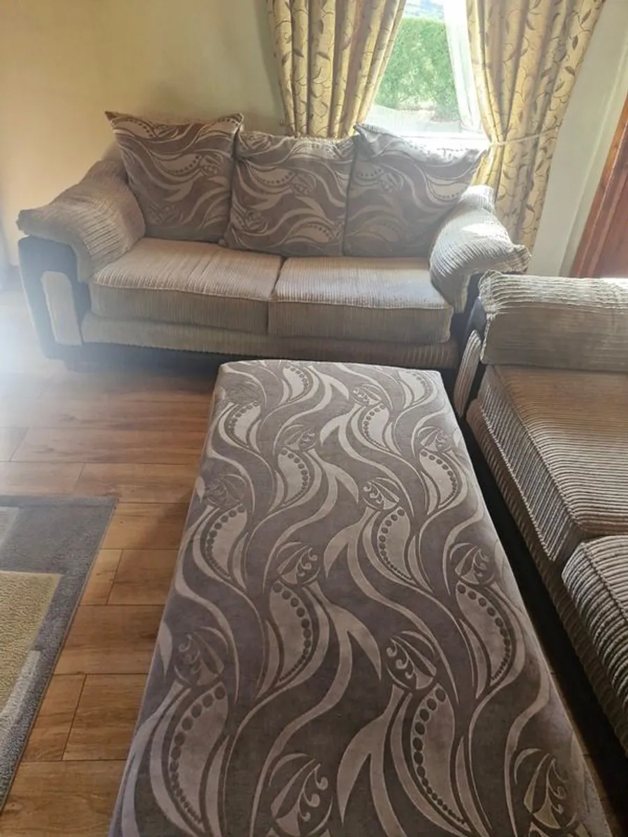 2 x 3 seater sofas and footstool - Image 3