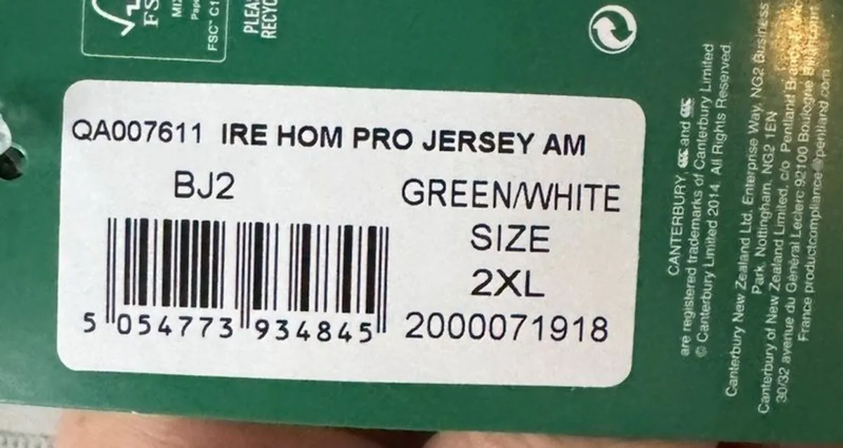 Genuine official , Brand new unworn Irish pro jersey - Image 4