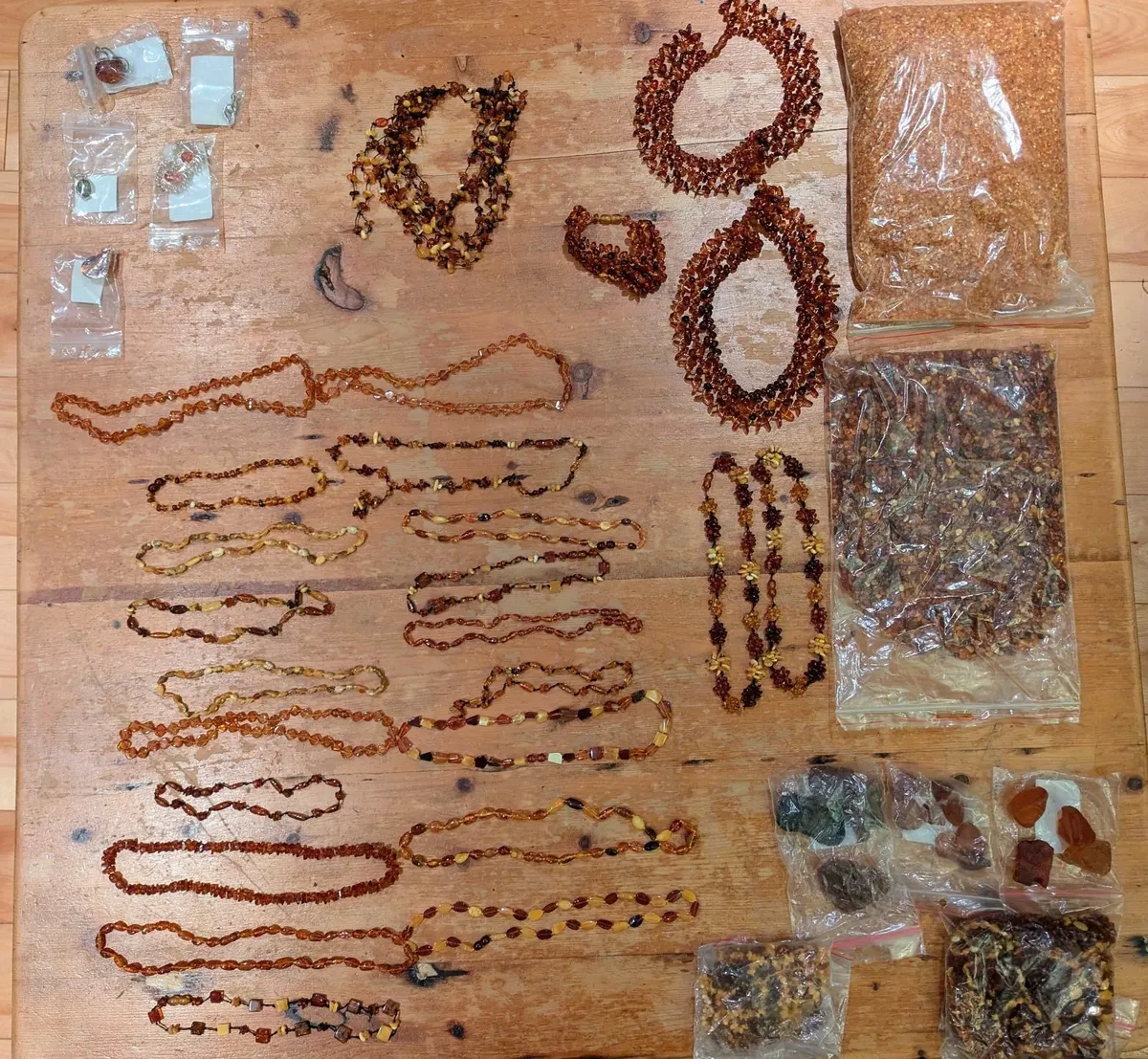 Raw amber and silver jewels