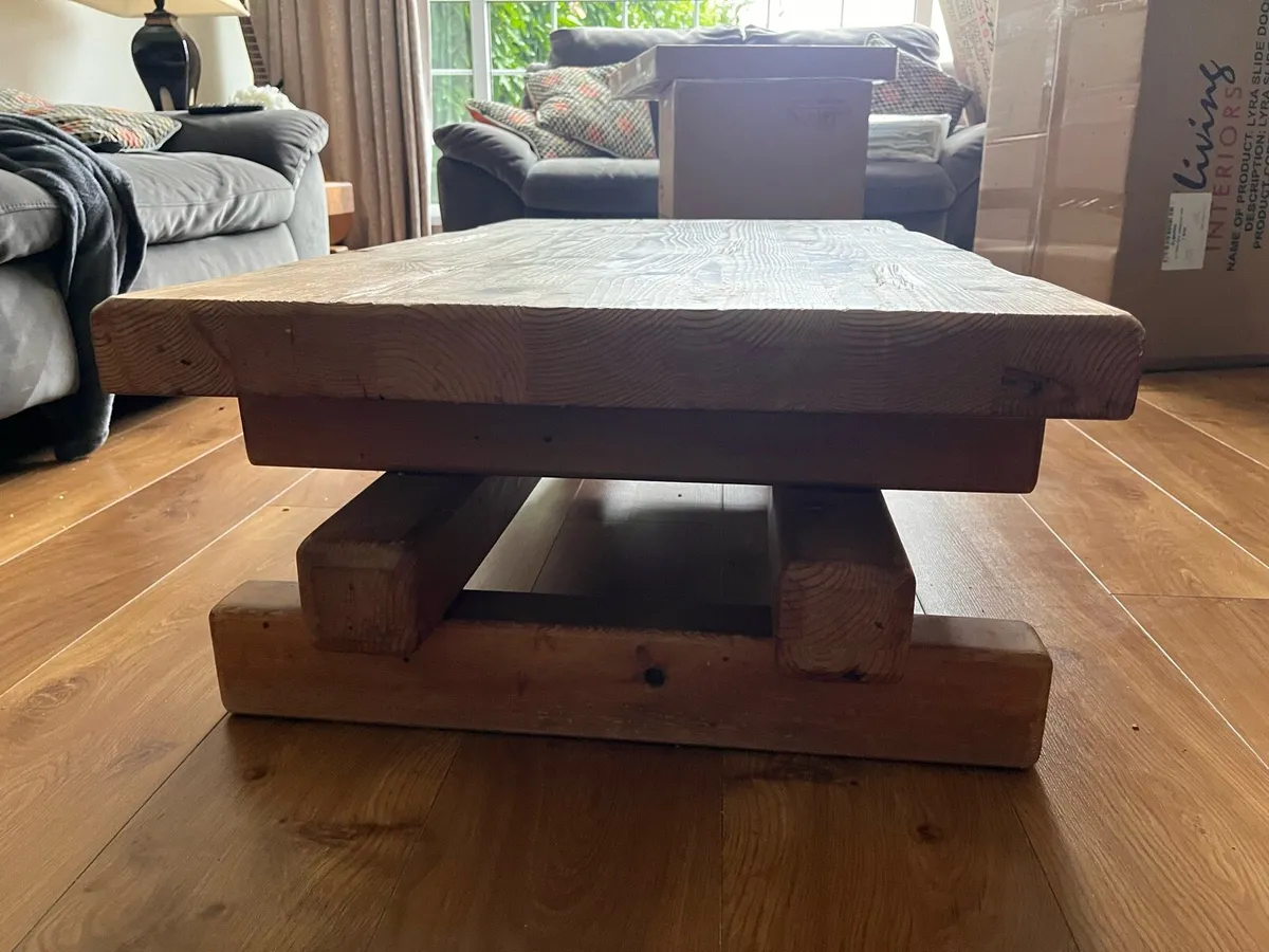 Rustic wooden coffee table - Image 3