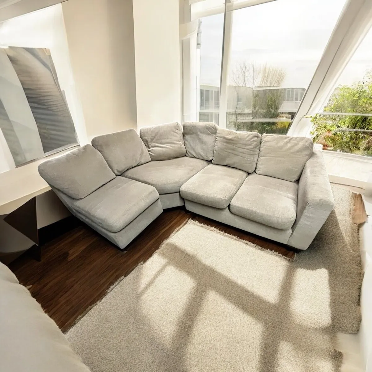 Beige corner sofa with matching armchair - Image 3