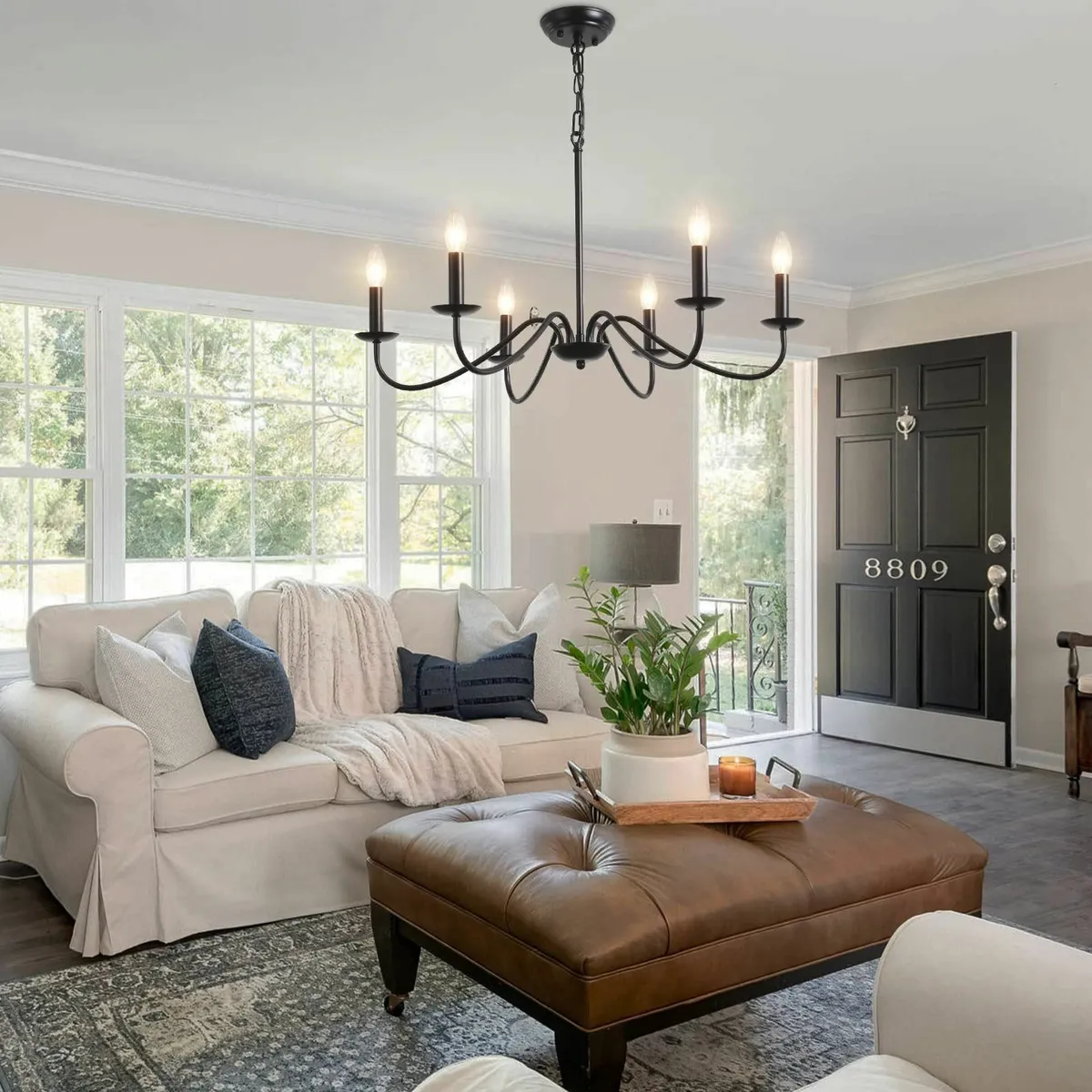Black Chandeliers Ceiling Lights Living Room 6 Pen - Image 2