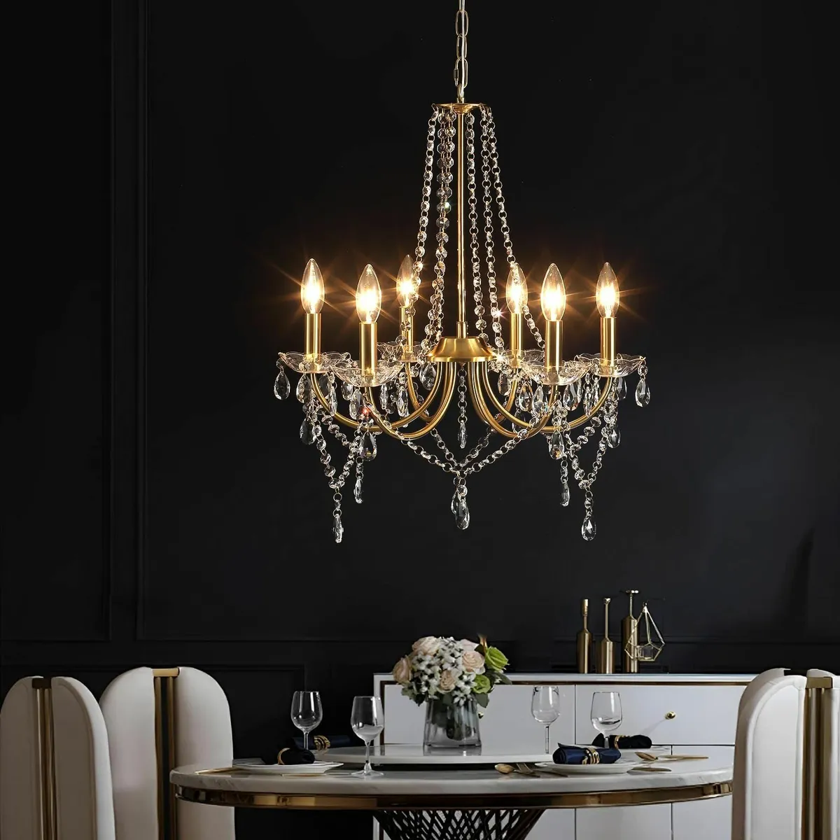 Crystal Chandeliers Ceiling Light 6 Lights Modern - Image 3