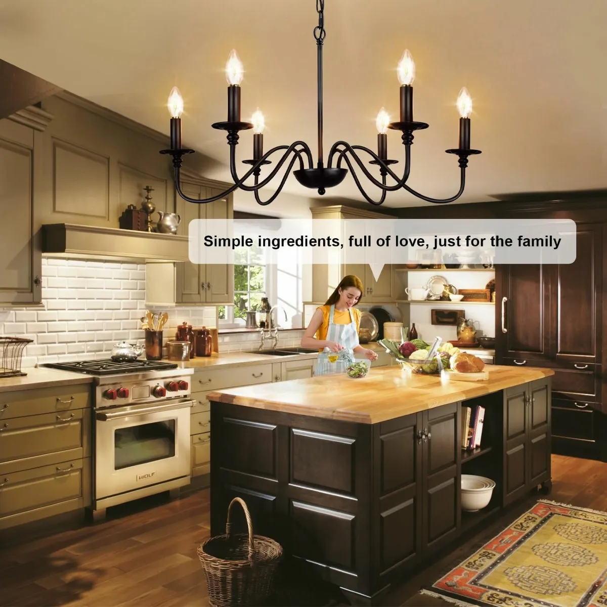 Farmhouse Chandelier for Dining Room: 6-Light Blac - Image 4