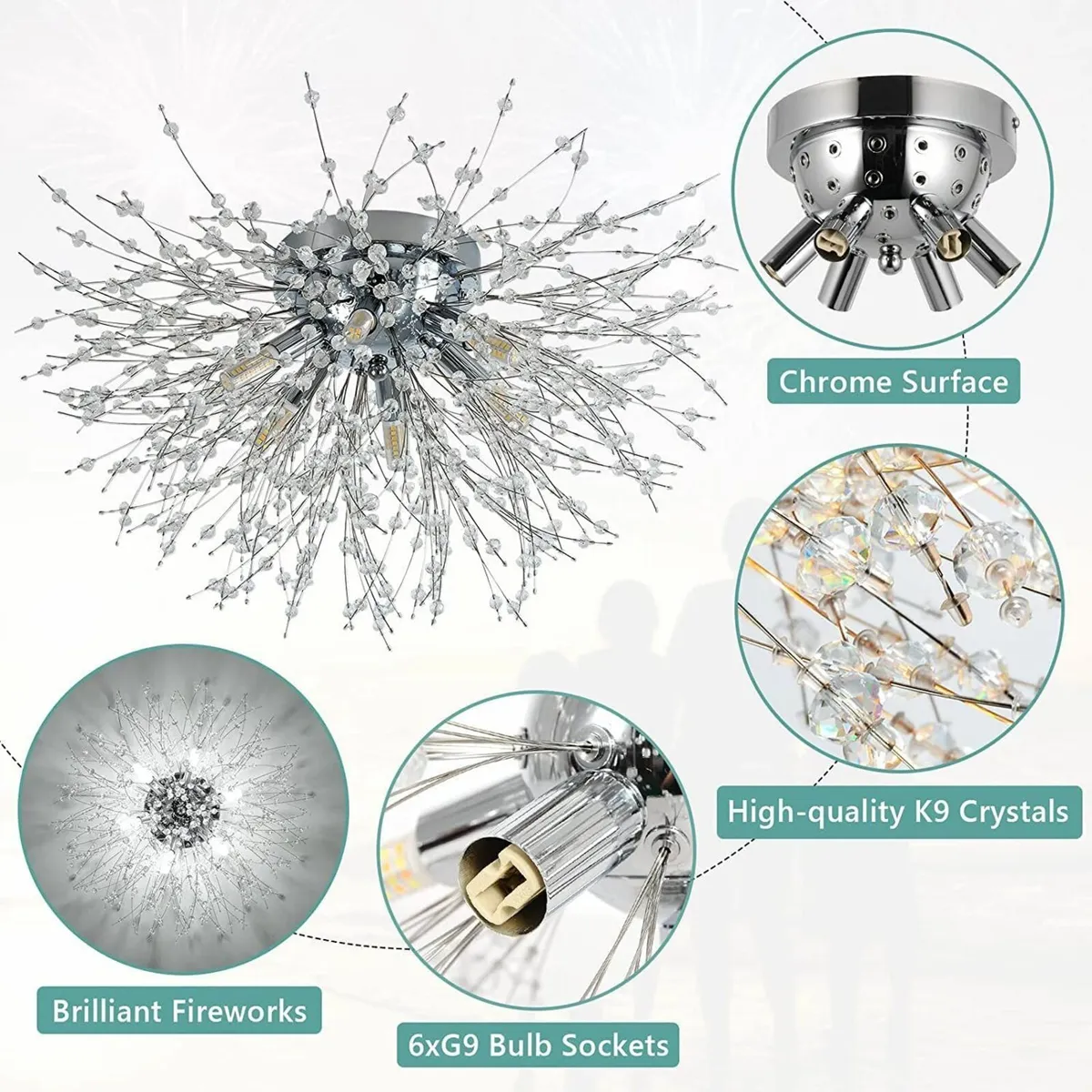 Modern Crystal Ceiling Lights for Living Room Chro - Image 4