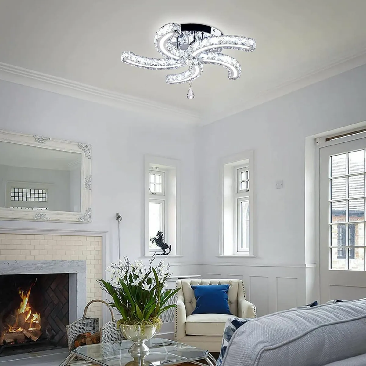 197'' Crystal Chandeliers 5-Light LED Semi Flush M - Image 2