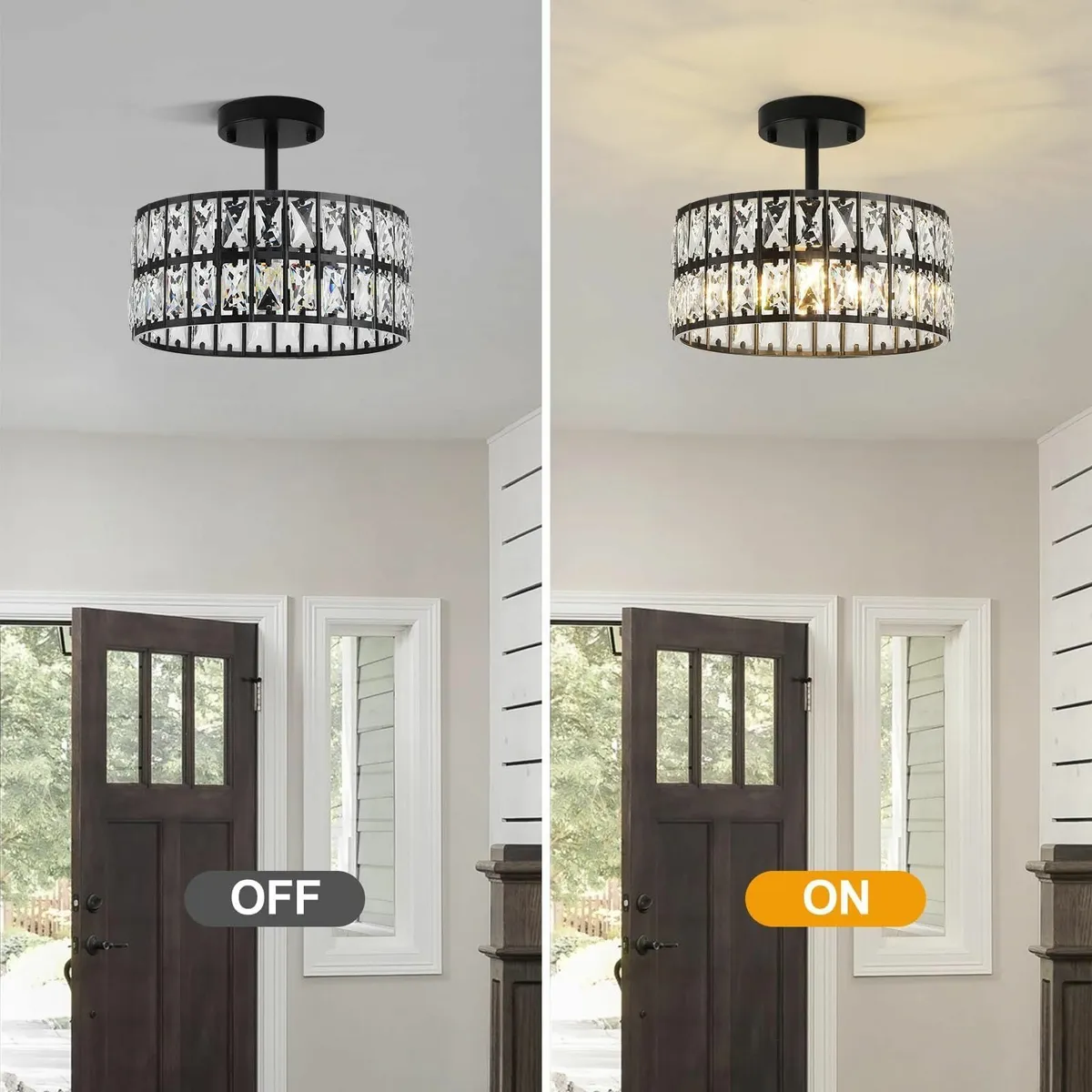 Black Crystal Ceiling Light Modern Chandelier Smal - Image 3