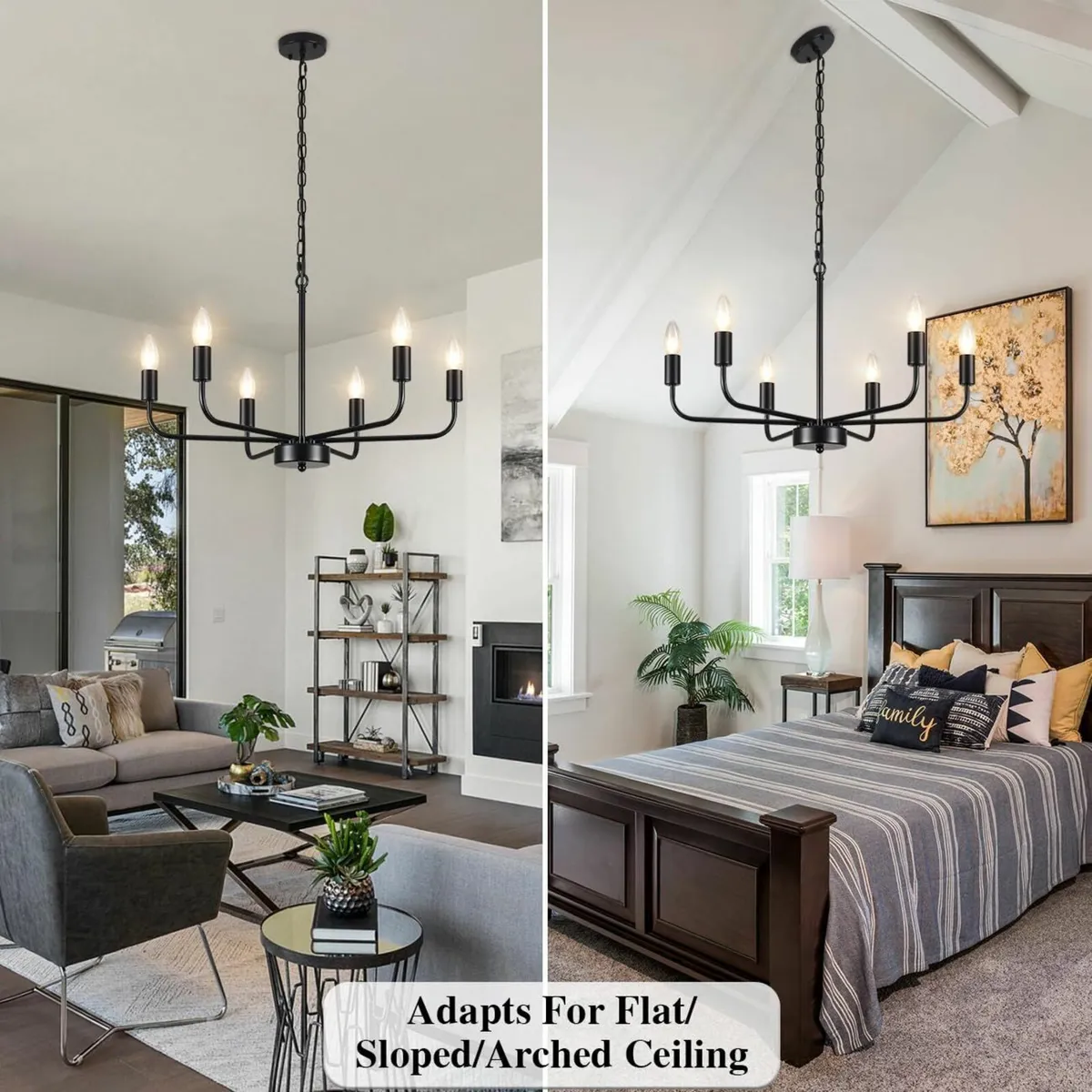 Black Chandeliers Ceiling Lights Living Room 6 Pen - Image 3