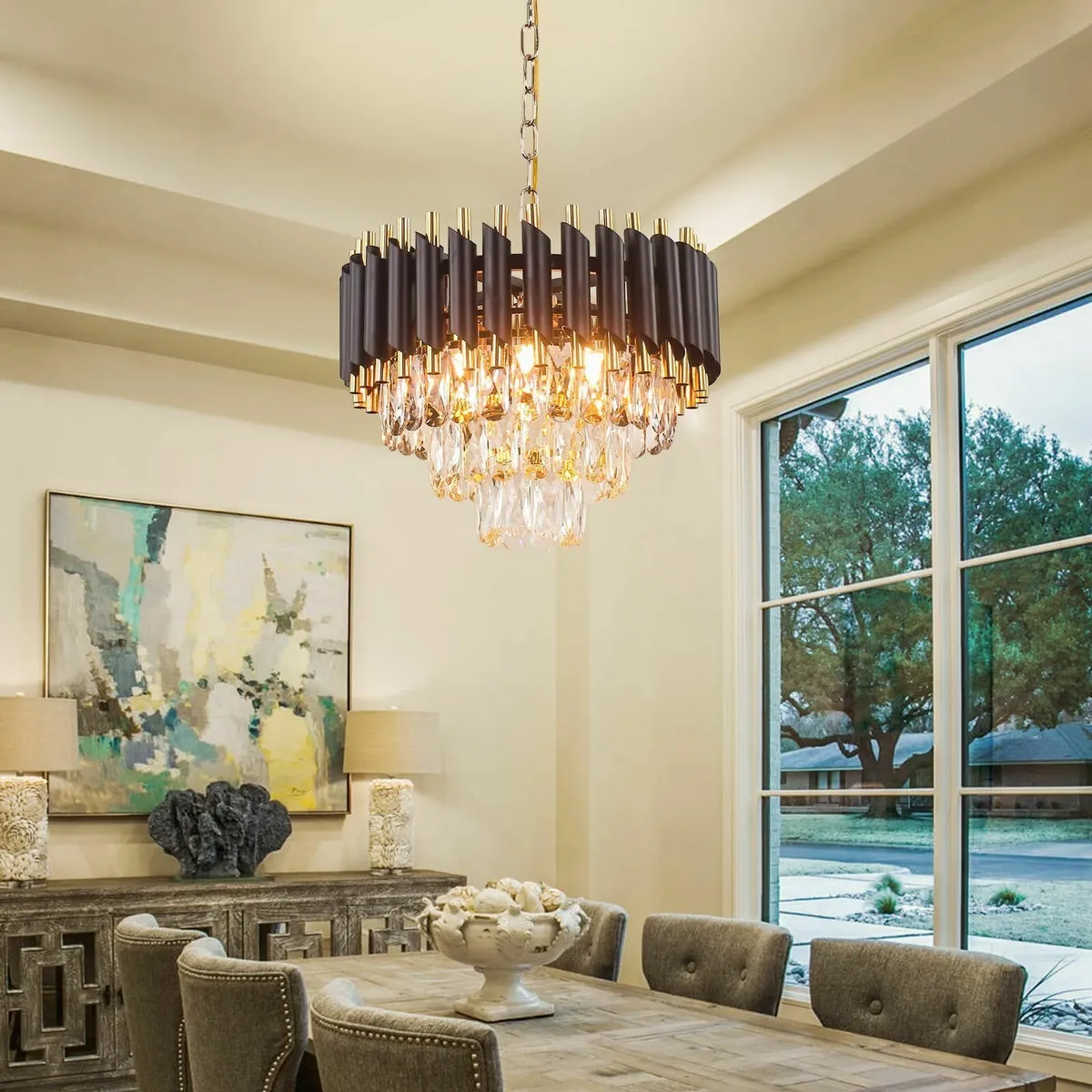 Modern Crystal Chandeliers 157 Black and Gold Chan - Image 2