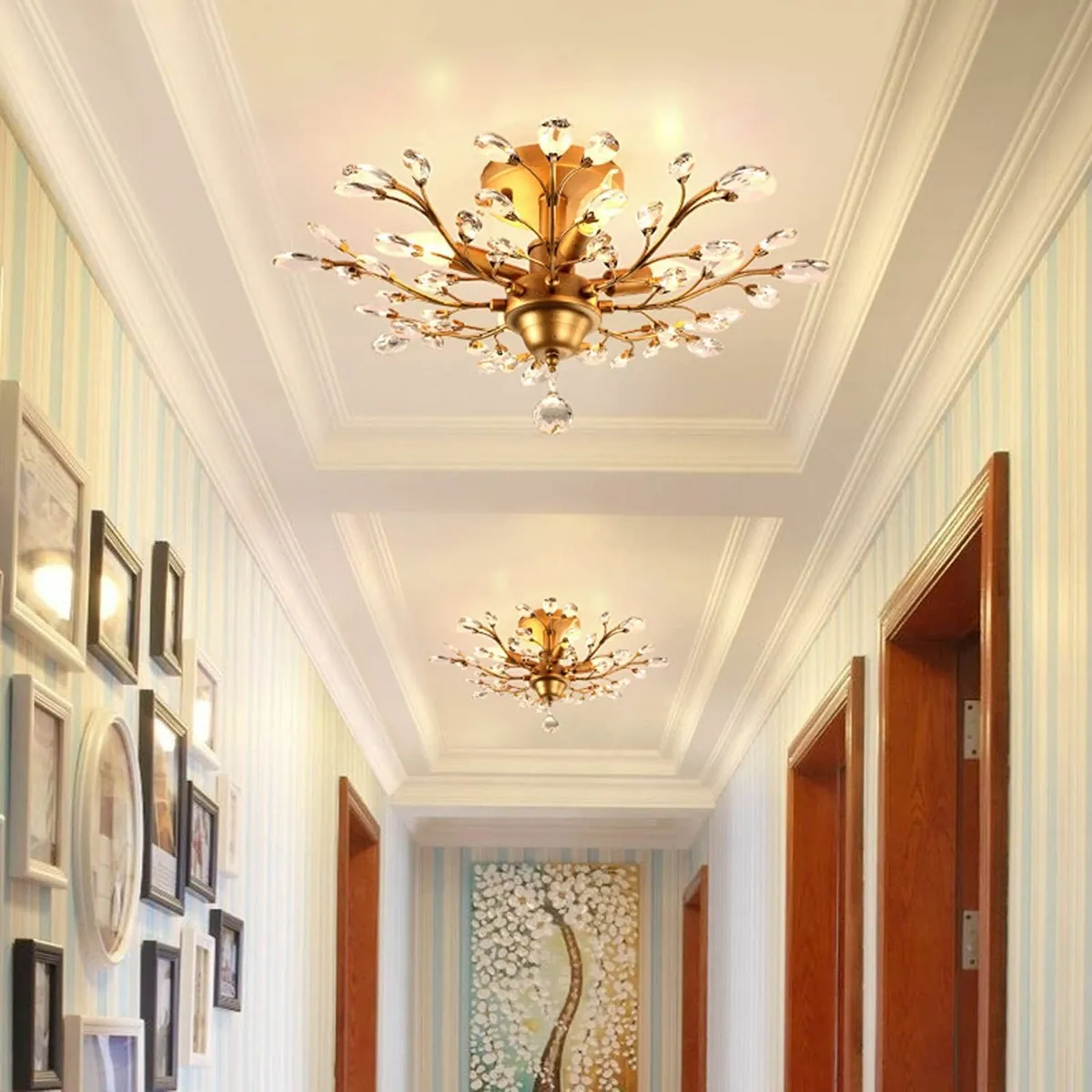 Vintage K9 Clear Crystal Chandeliers Ceiling Light - Image 3