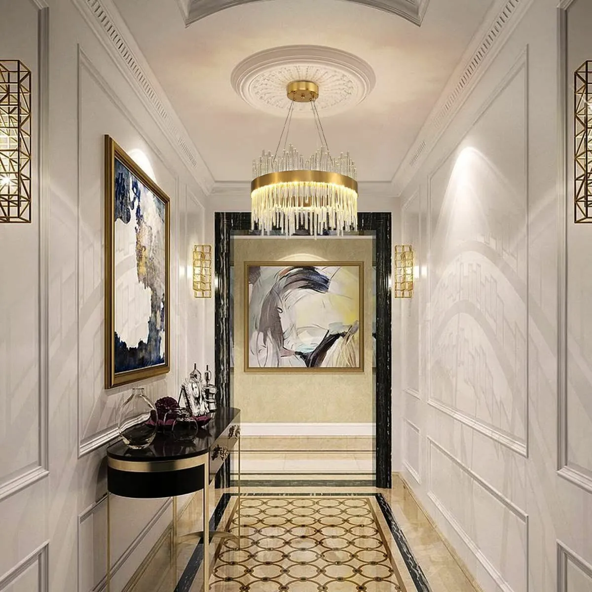 Modern Crystal Chandelier Gold Pendant Light Fixtu - Image 2