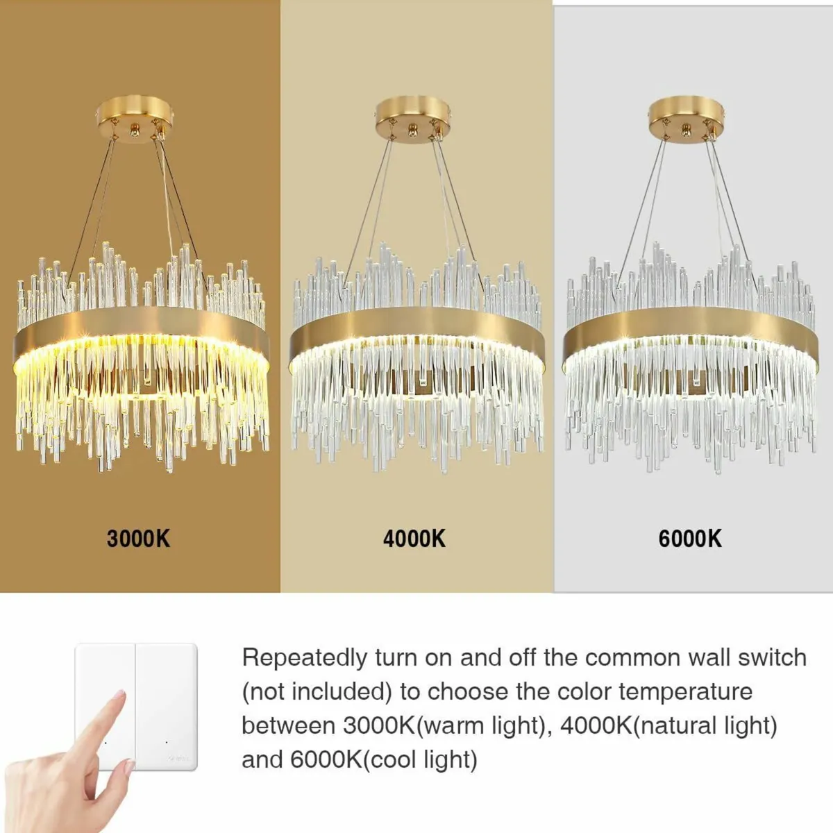 Modern Crystal Chandelier Gold Pendant Light Fixtu - Image 4