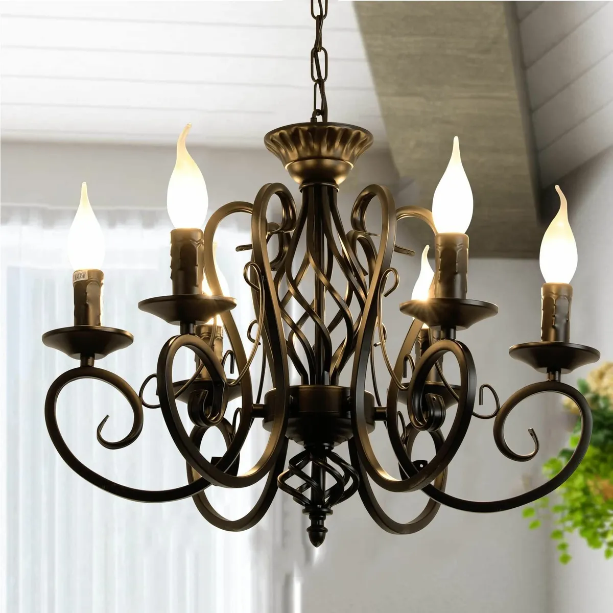 Pendant Chandelier Wrought Iron Antique Looking Ca - Image 1