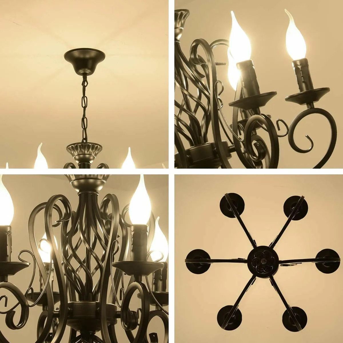 Pendant Chandelier Wrought Iron Antique Looking Ca - Image 3