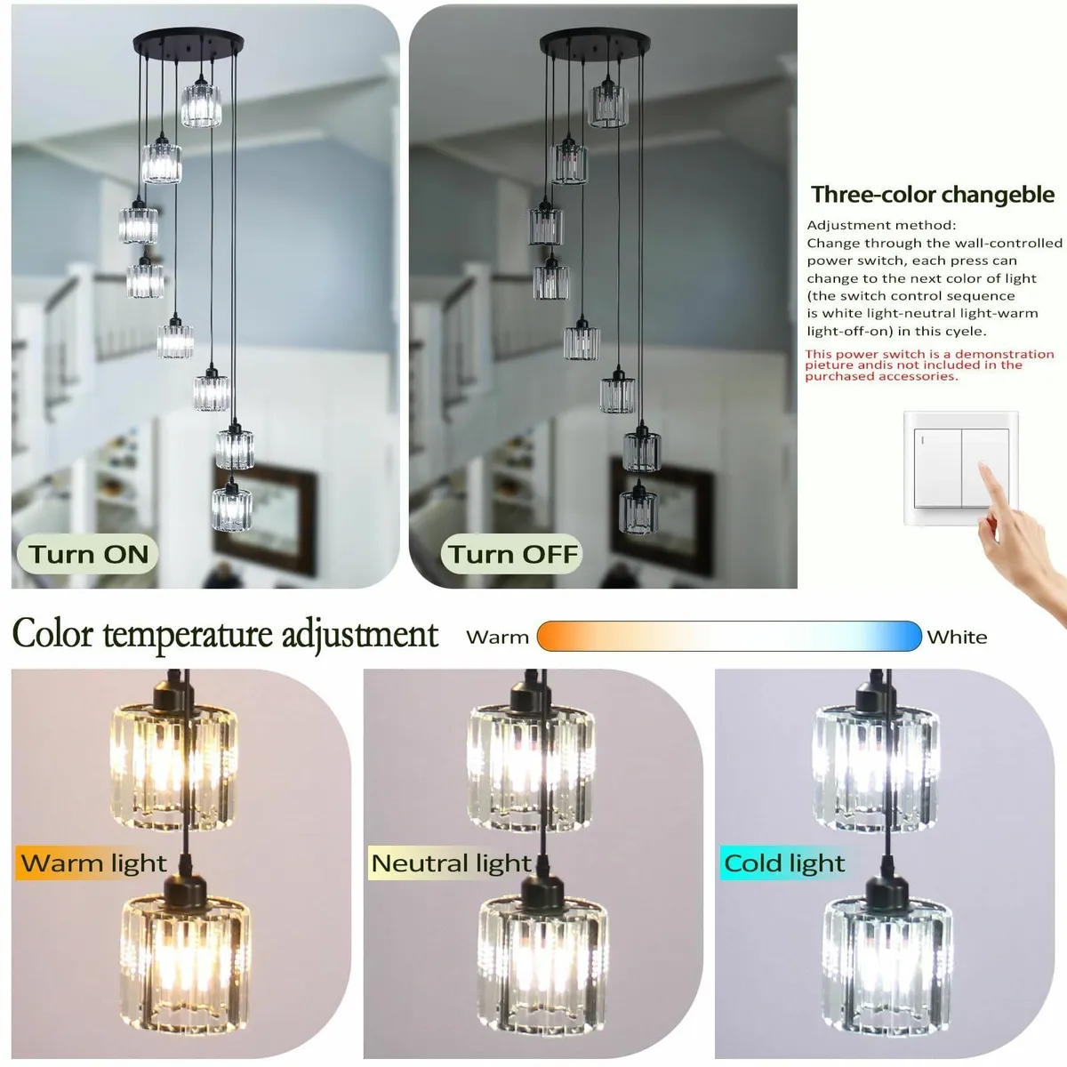 Long Chandeliers for High CeilingsModern Crystal P - Image 4