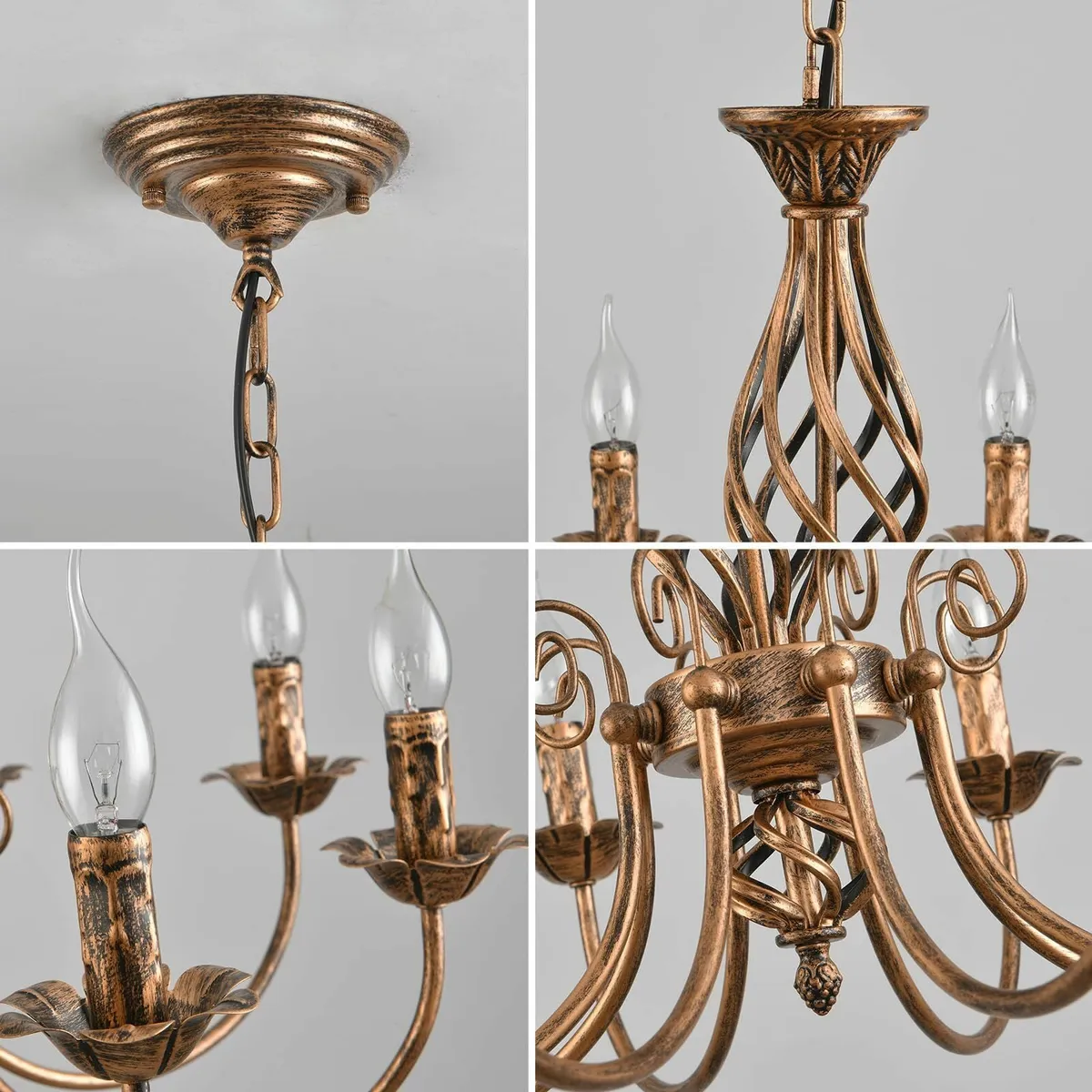 8 Lights French Country Chandelier Bronze Metal Pe - Image 4