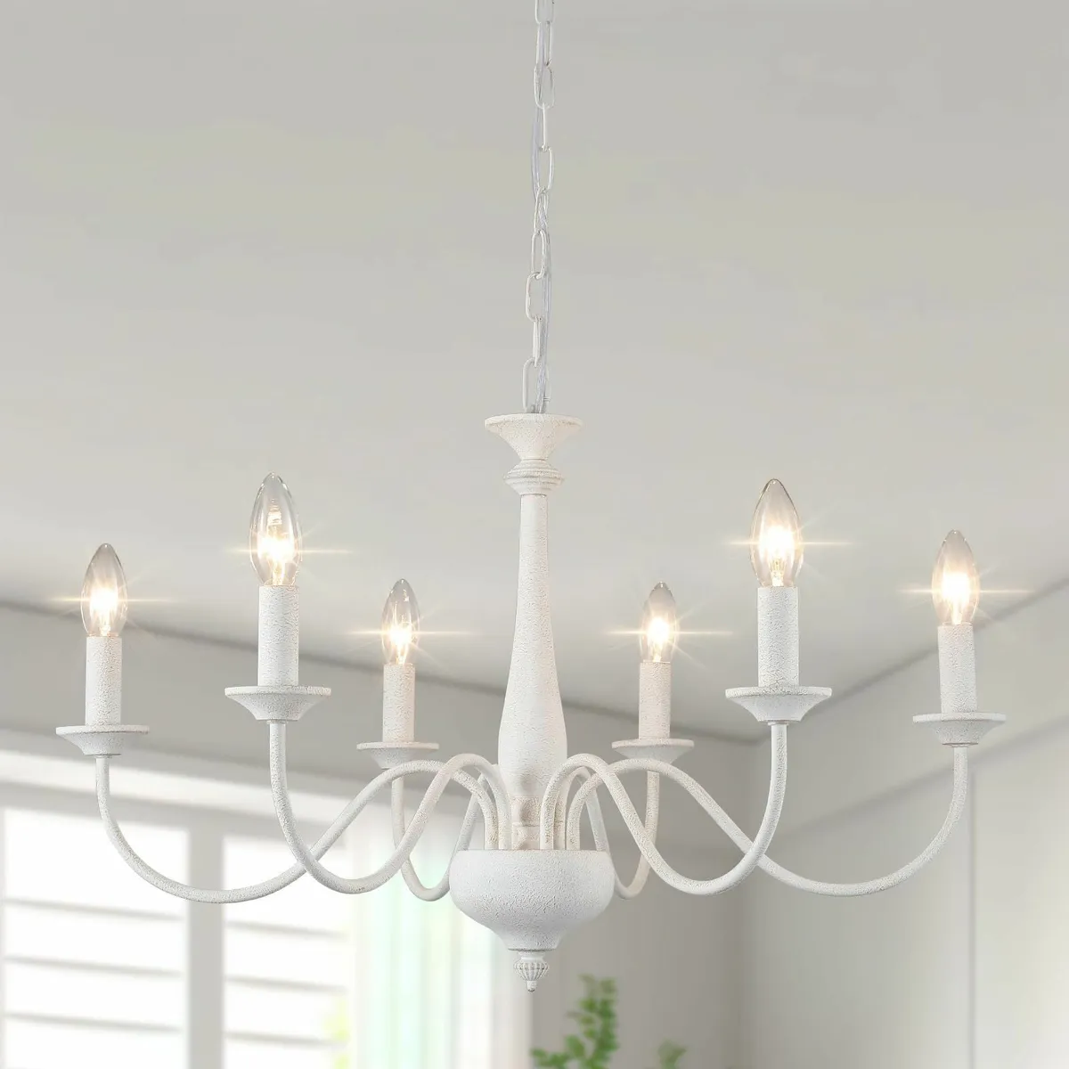 Distressed White Chandeliers Ceiling Light 6 Light - Image 1