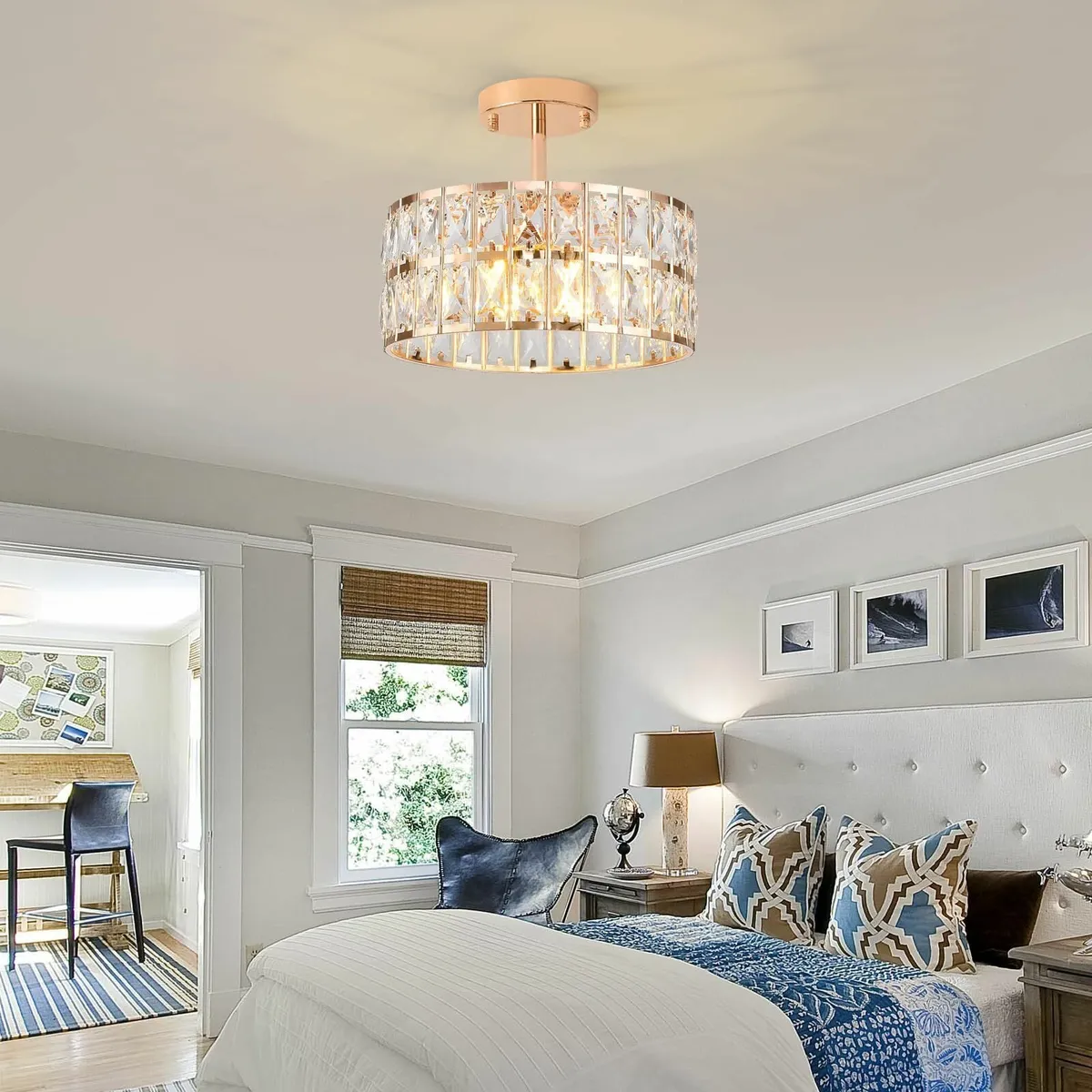 Gold Crystal Chandeliers Modern Semi Flush Mount C - Image 2