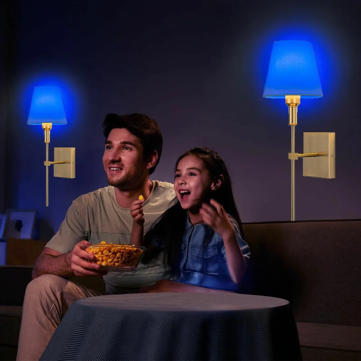 Battery Operated Wall Lights Set of 2Gold Recharge - Image 2