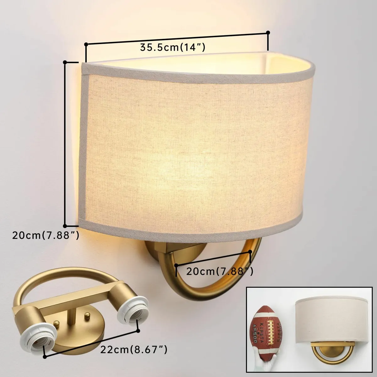 Industrial 2-Lights Wall Light Lamps Linen Fabric - Image 2