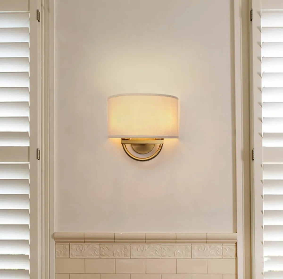 Industrial 2-Lights Wall Light Lamps Linen Fabric - Image 4