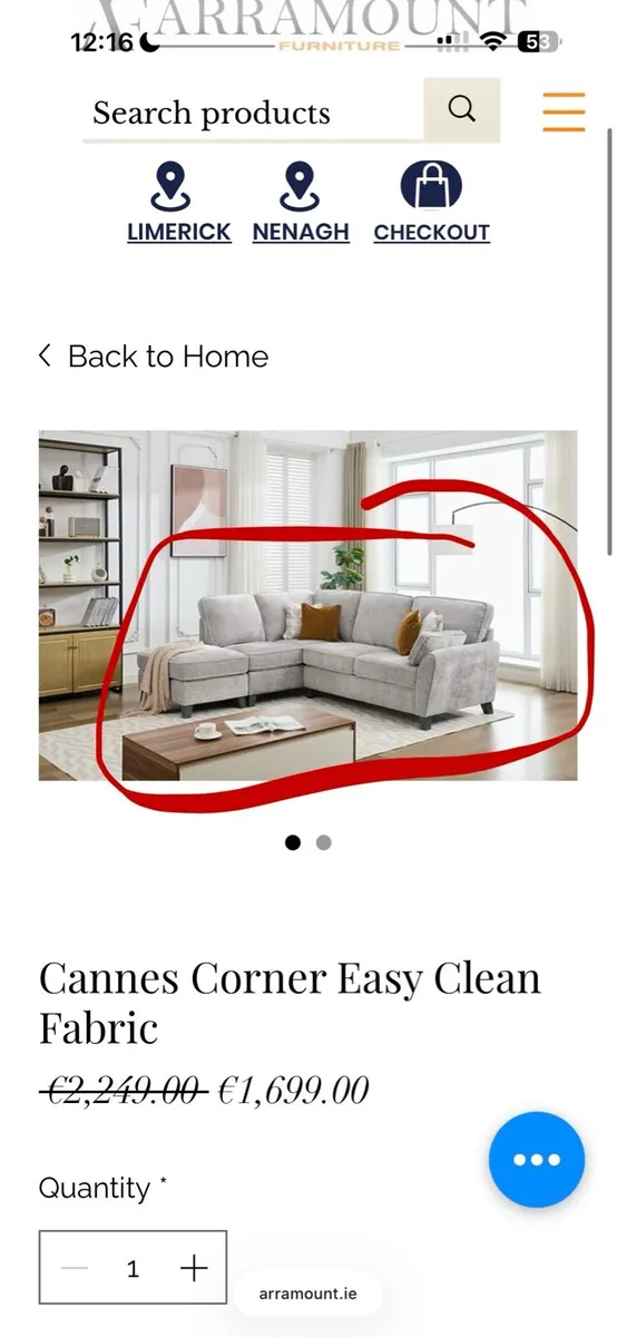 Cannes Corner Sofa Easy Clean Fabric -Ex Display - Image 3