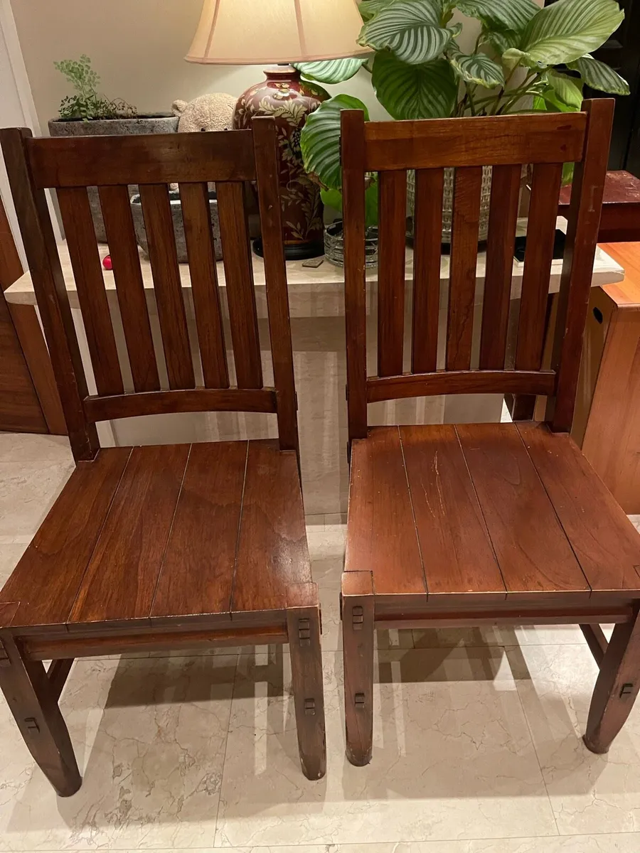 2 x Sturdy Matching Wooden Kitchen Dining Chairs