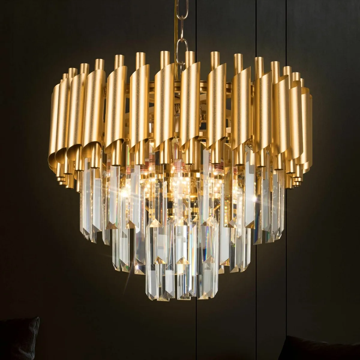 Crystal Chandeliers Modern 3-Tier Flush Mount Ceil - Image 1