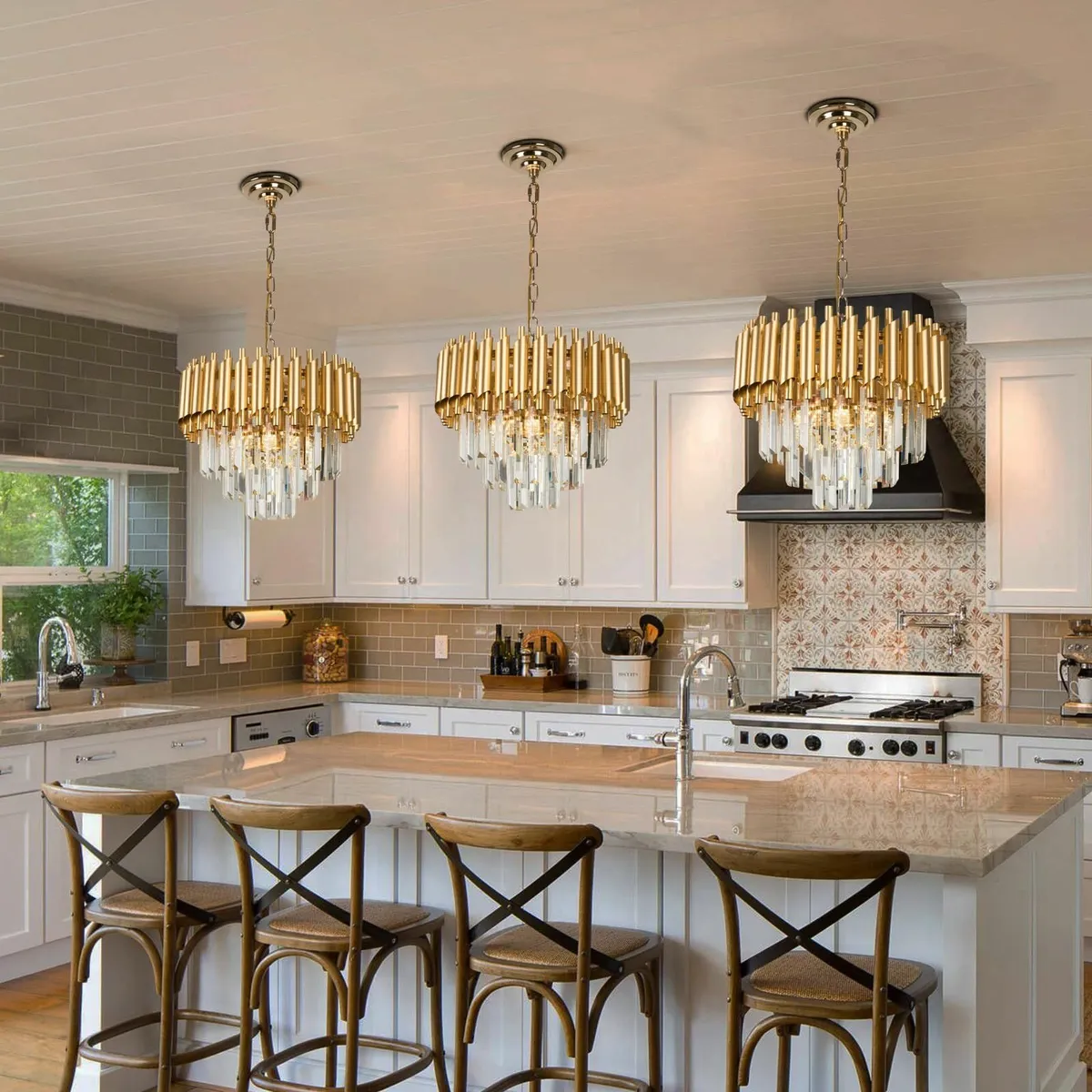 Crystal Chandeliers Modern 3-Tier Flush Mount Ceil - Image 2