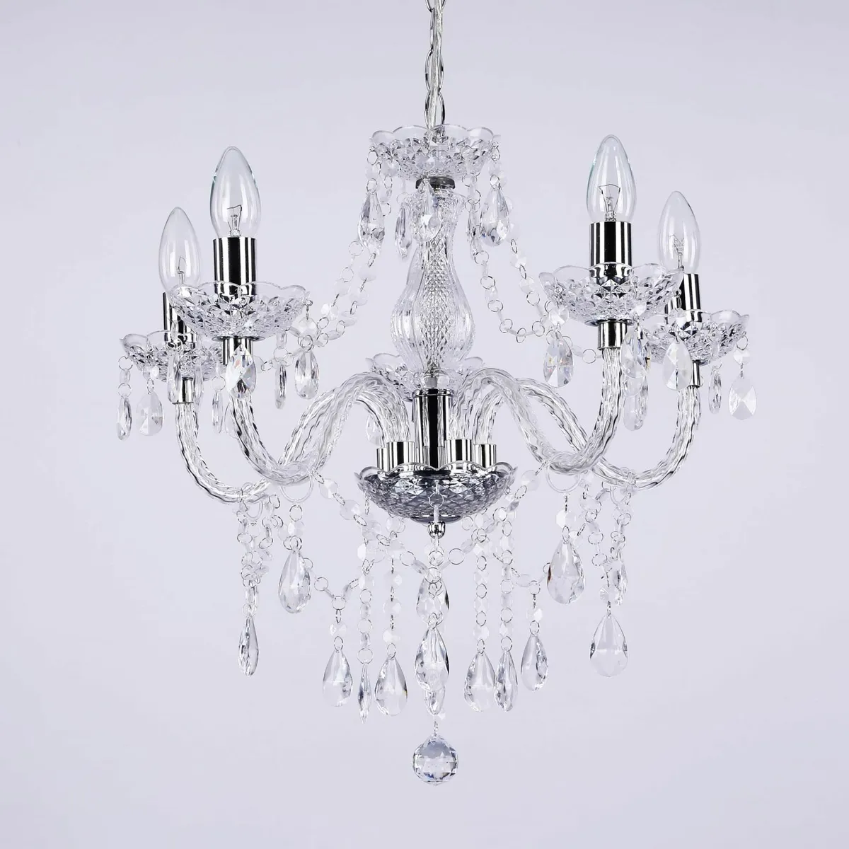 5 Light Chandelier Lamp Pendant ChromeClearAcrylic - Image 3