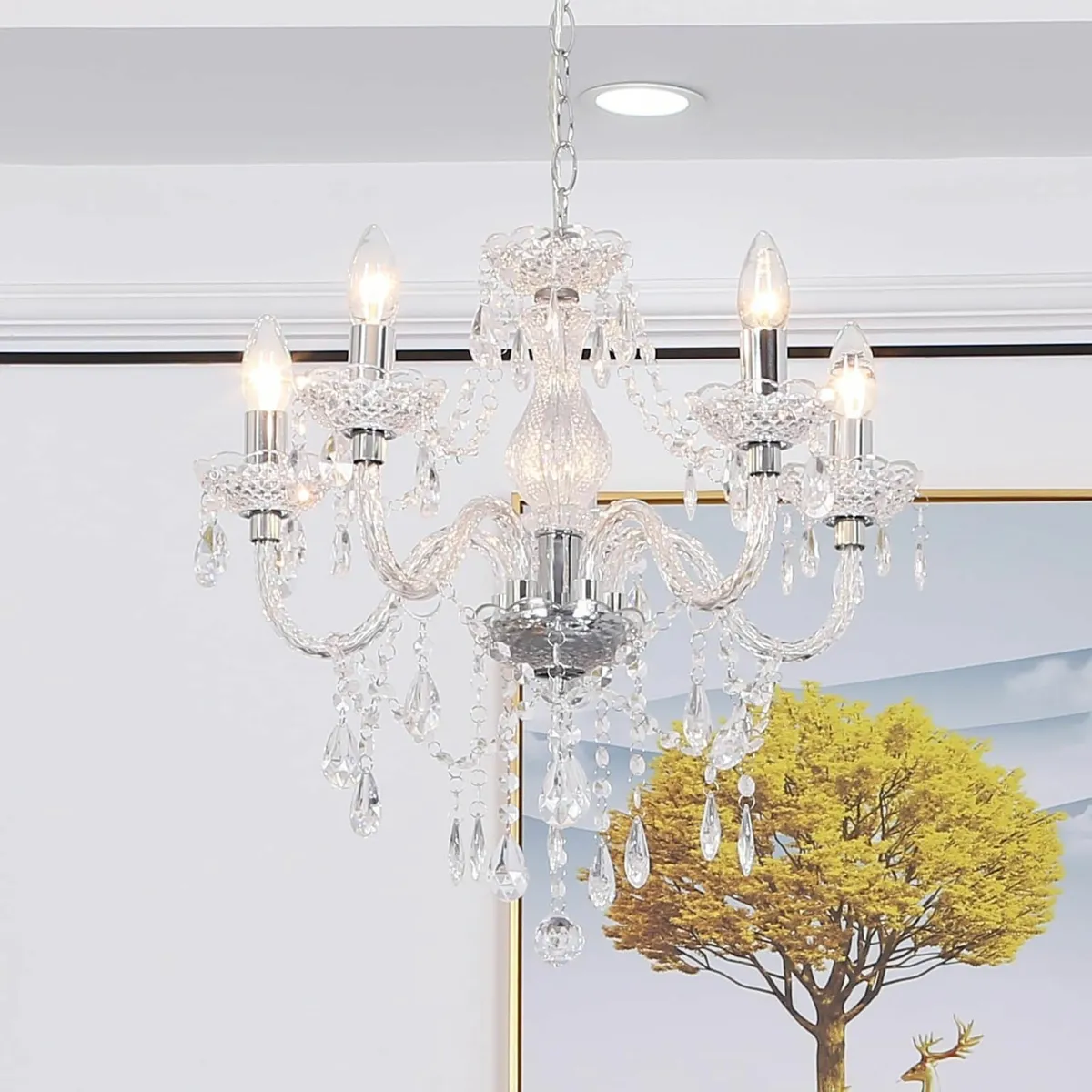 5 Light Chandelier Lamp Pendant ChromeClearAcrylic - Image 4