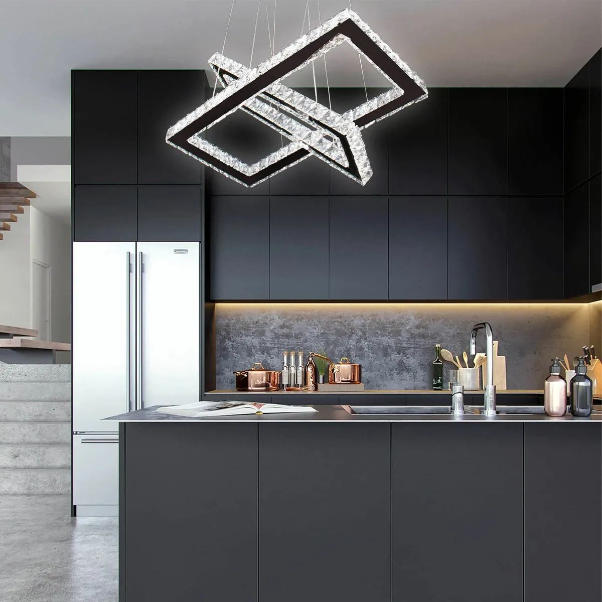 Modern Crystal Chandeliers Remote 205'' Dimmable 2 - Image 2